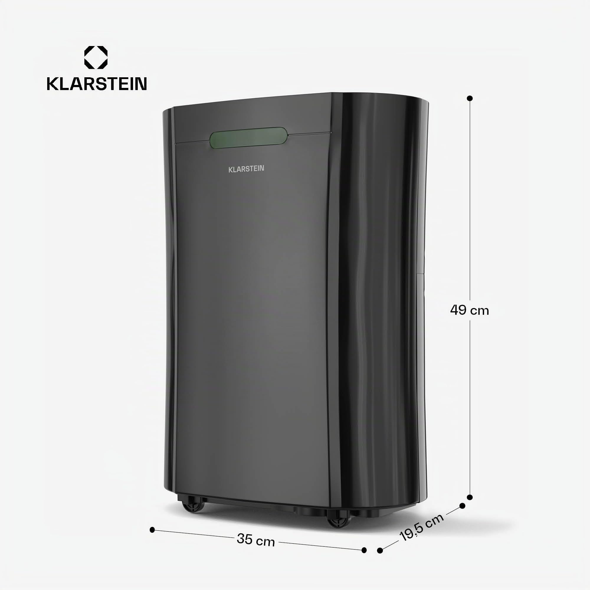 Klarstein AeroDry 10l - Deumidificatore, 165W, 10L/g, Serbatoio da 2,5L, Silenzioso: 37dB, Filtro a Carboni Attivi, Funzione DrySelect, per Casa, Bagno, Camera da Letto, Nero