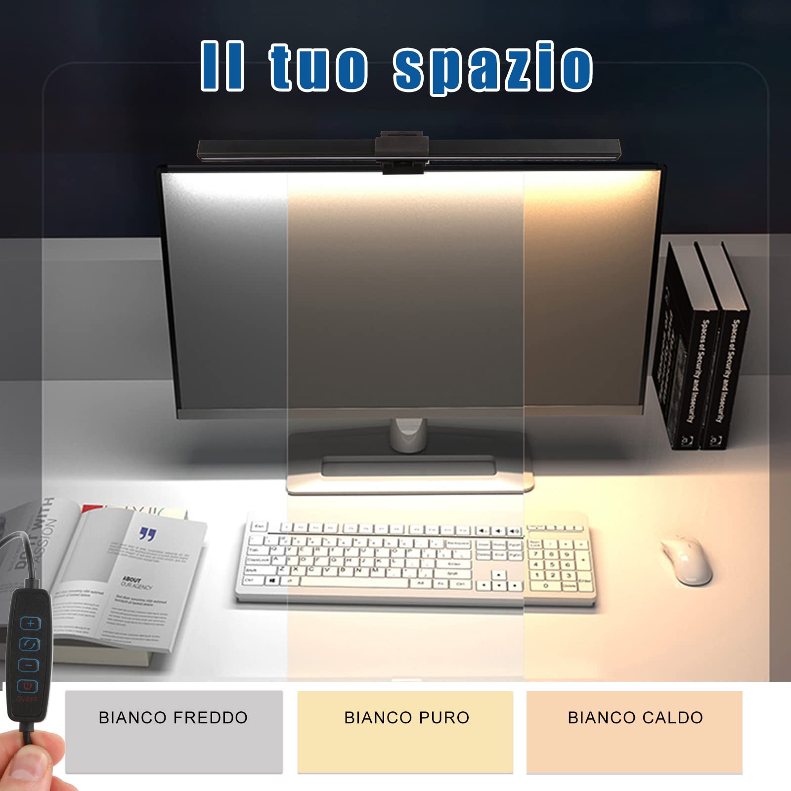 Lampada da Monitor 40cm USB, Luce Scrivania Regolabile per PC Home Office Gaming