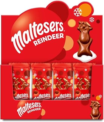 Maltesers Chocolate Reindeers Bulk Box, Milk Chocolate Gift, Honeycomb & Malt Filling, 32 x 29g, Ideal for Christmas Stocking Fillers or Snacks