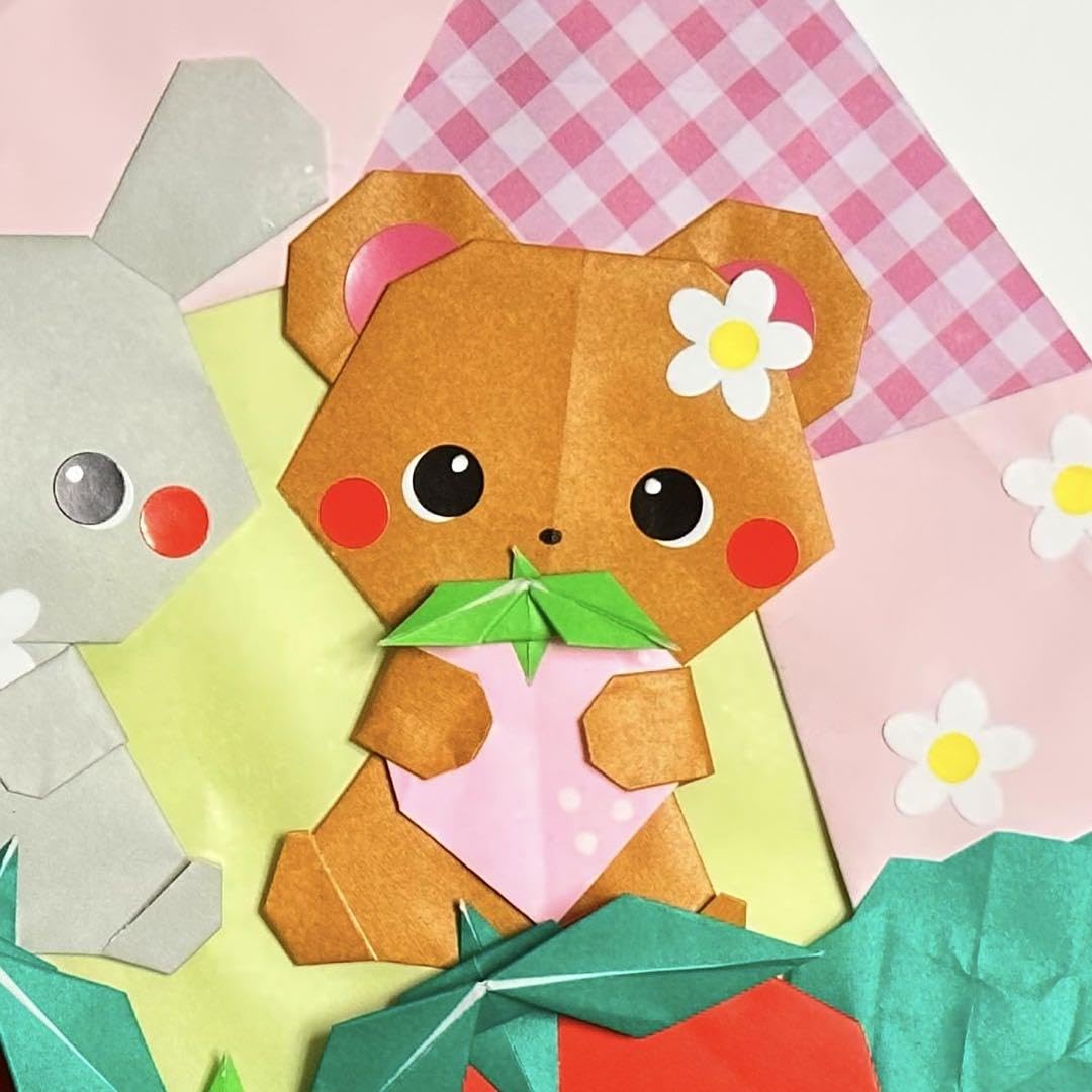 Amazon.co.jp: 折り紙リース いちご 春 くま うさぎ : おもちゃ