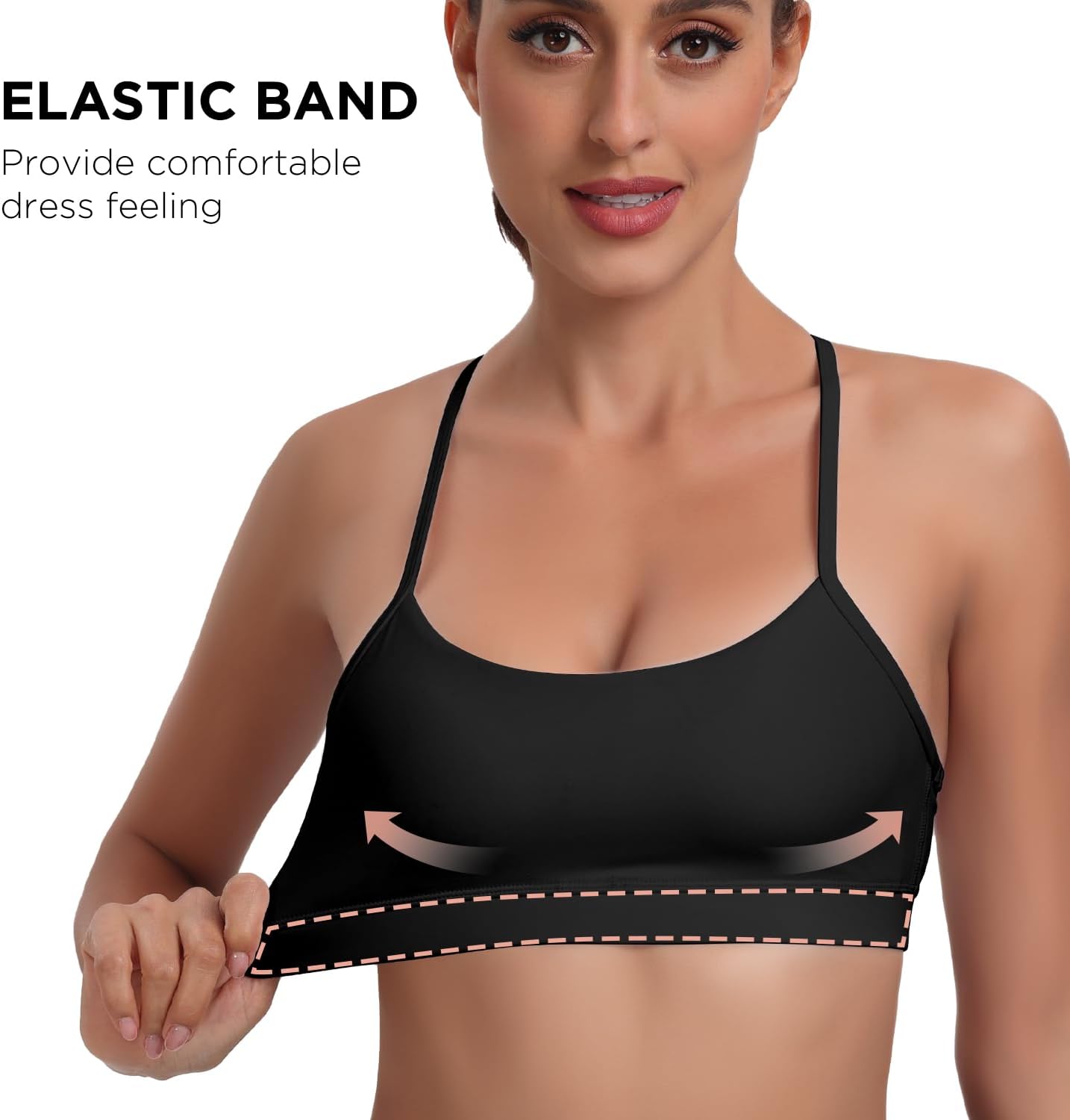 Women's 3-Pack Y-Back Sports Bra, Thin Spaghetti Strap Nylon Yoga Bra with Removable Cups, Light Support Bralettes - Image 4