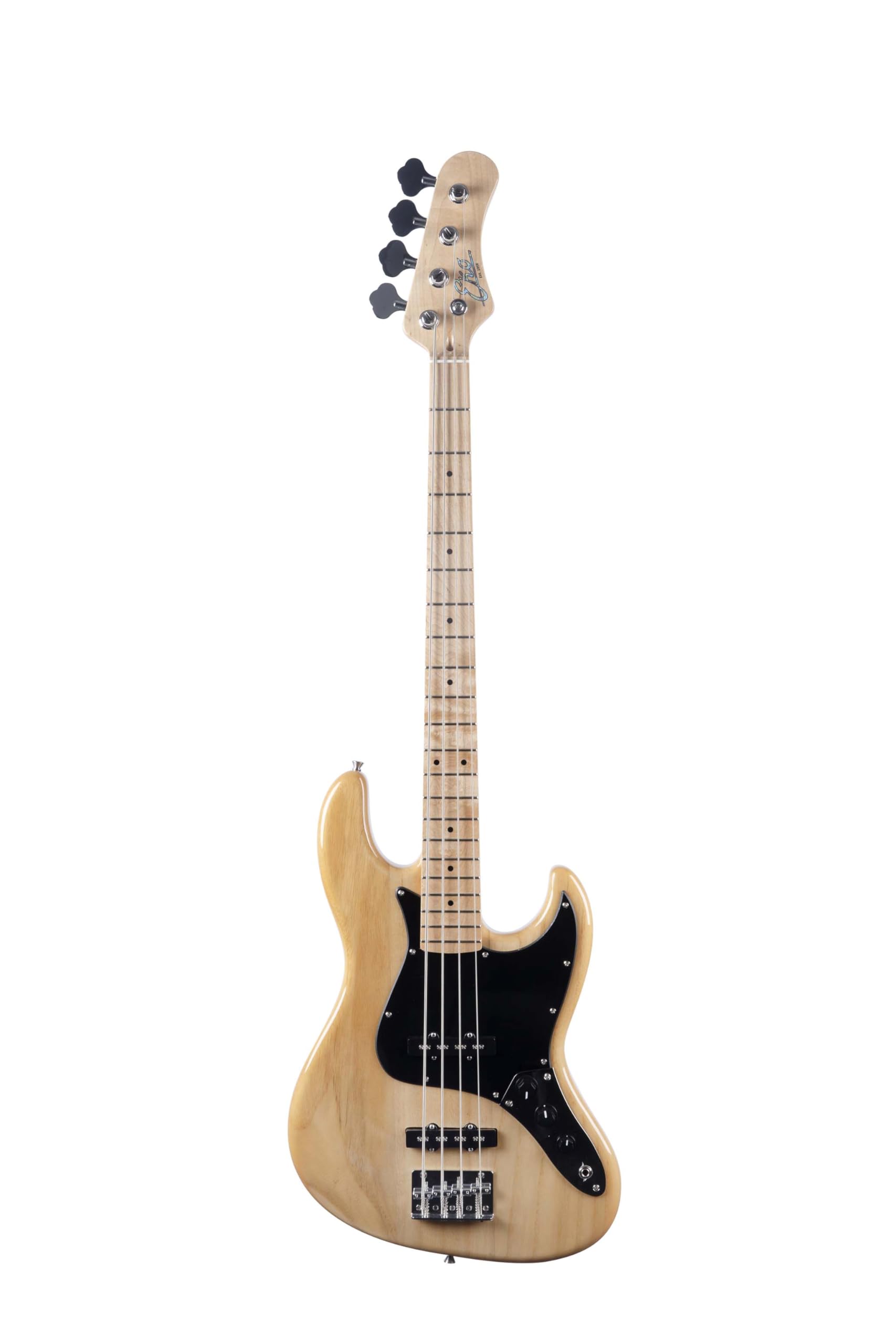Guitars JB-401 Electric Bass, 4 Strings, Pawlonia Body, Maple Handle, Maple Fingerboard, JB Pickup, Vintage Bridge, Jazz Bass, Natural Colour