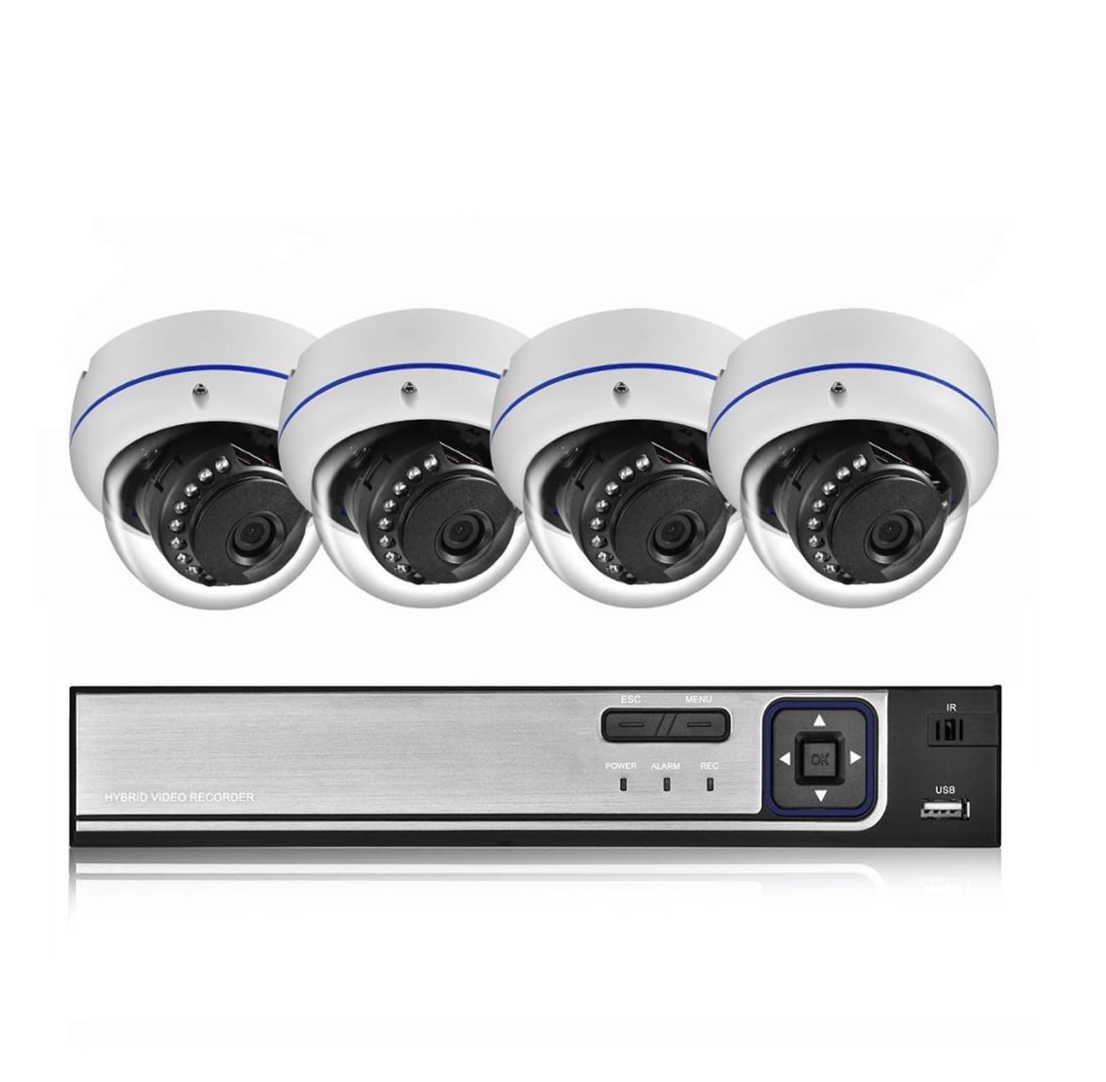 Kamera bezpieczeństwa, POE intelintna kamera monitorująca kamera IP NVR System bezpieczeństwa zestaw do nadzoru wideo CCTV H.265 + 48V 4POE wykrywanie ruchu(2T,4CH NVR and 4PCS 2MP)