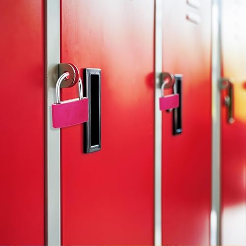 Miniatura 4 de Candado de casillero de gimnasio con llave, cerradura de casillero rosa de aluminio con 1.65 pulgadas de ancho, candado impermeable para cobertizo,