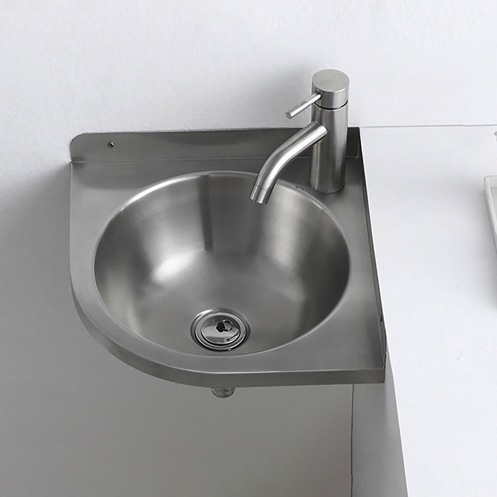 Angle Lave Main,Lave Main Inox,Lavabo Wc,Petit Lavabo Mural,Lavabo Triangulaire,32cm,Minimalist,Salle De Bain Lavabo Ou Lave,Lave Main D Angle,Lave Main Angle,Lave Main,Pour Petits Invités(Silver)