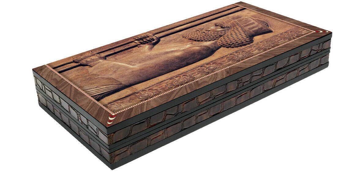 BACKGAMMON SET GRANDE DA GAMBO IN LEGNO PIEGHEVOLE DI QUALITÀ E CIELO (Antico 2,5-50,8 cm)