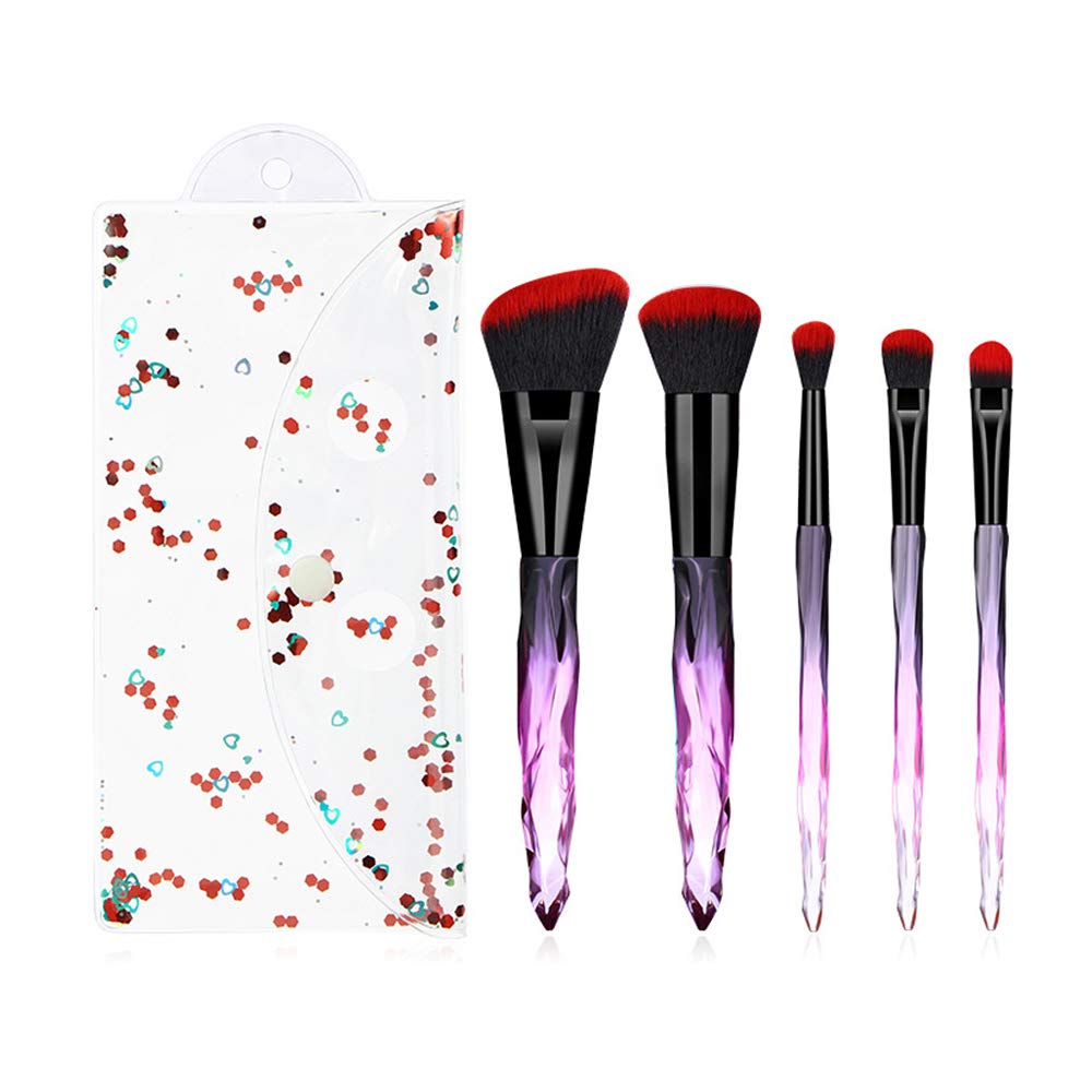 SKONHED 5/7Pcs Crystal Make up Brushes Set PRO Foundation Eyeshadow Lip Makeup Tools Kits(04)