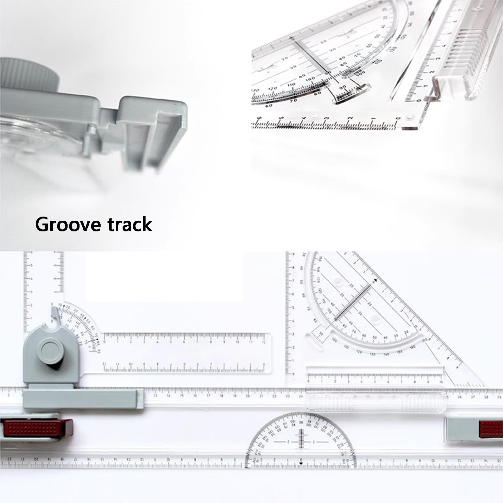 A3 Zeichentisch Zeichenbrett mit Parallelbewegung, metrische Skala, Geodreieck, rutschfeste Stützbeine für Architekten und Künstler, ideal für Grafikskizzieren