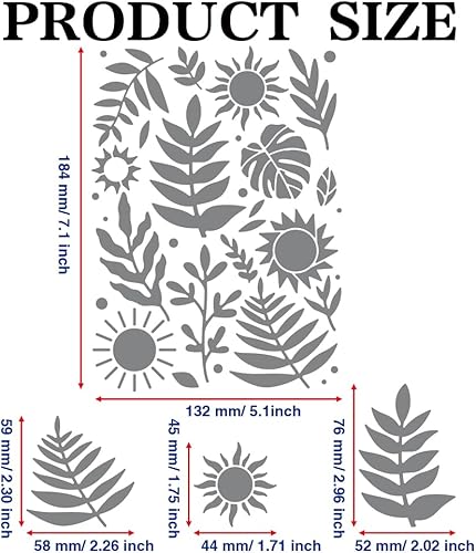 Miniatura 2 de MAYJOYDIY Plantilla de metal con hojas y sol, plantilla de acero inoxidable de 5.5 x 7.5 pulgadas para tallado en madera, grabado, pintura, álbumes