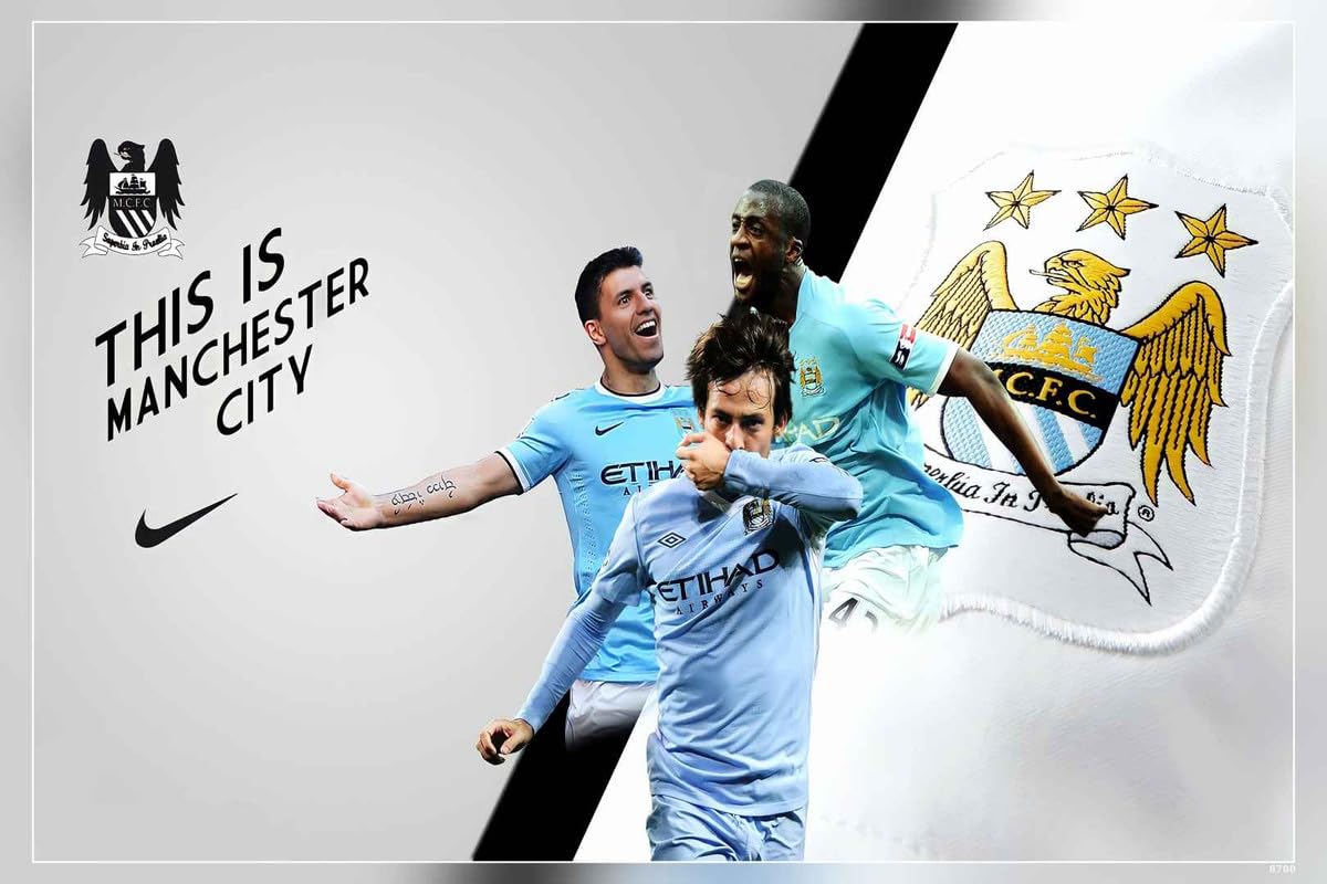 POSTERDADDY City Manchester Mancity Premier Poster Reprint Matte Finish Paper Unframed 12 x18 Inch (Multicolor) - 8700