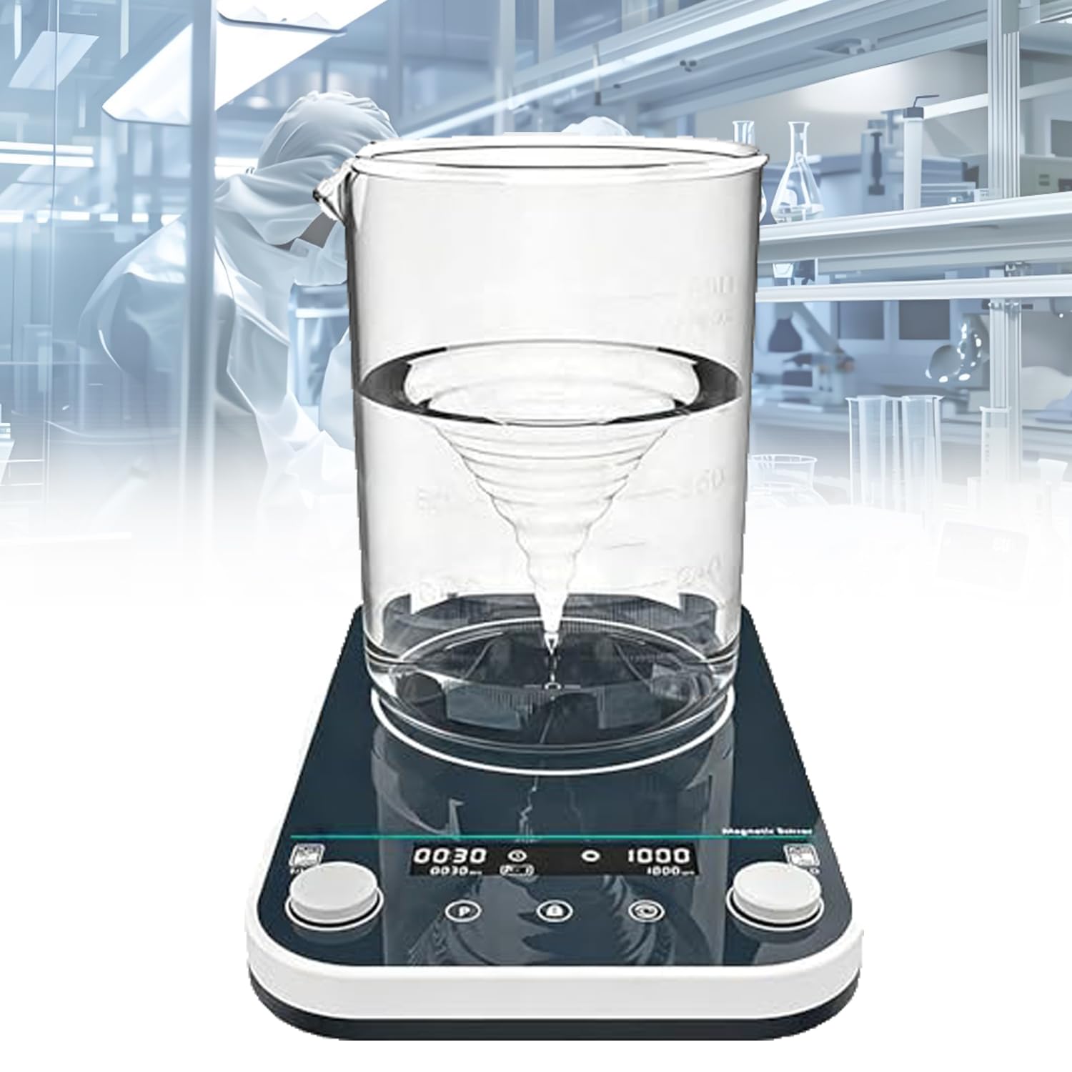 Laboratoryjne mieszadło magnetyczne, cyfrowy mikser magnetyczny 2 l/5 l / 10 l z 9 programami pamięci, obrót do przodu do tyłu, do laboratoryjnych badań naukowych, mieszanie płynów