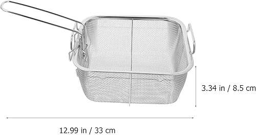Miniatura 3 de DOITOOL Cesta cuadrada de acero inoxidable con asa, cestas cuadradas con asa plegable para freír pastas y espaguetis (33 x 20 x 8, 2.0 in)