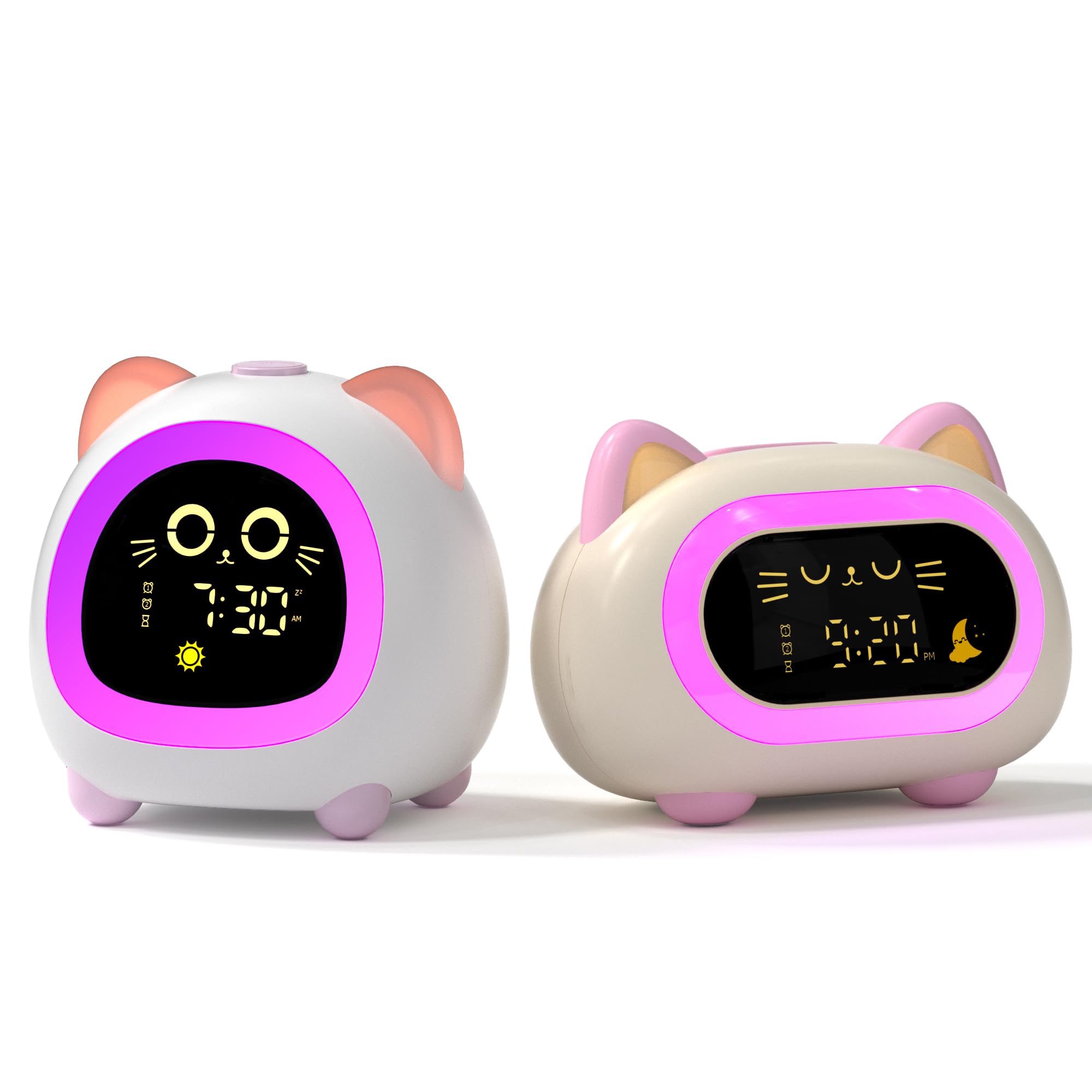 ANALOI Alarm Clock for Kids, Kids Alarm Clock Ok to Wake Cute Night Light for Bedroom, Toddlers Sleep Training, Cat Gift for Boys Girls Children