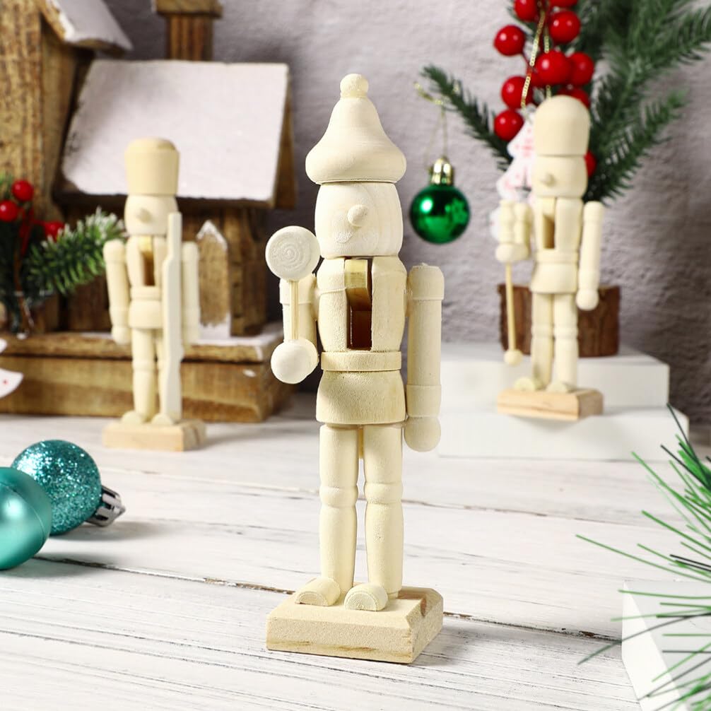 MAGICLULU 12 Stück Weihnachts-Nussknacker Zum Selbermachen Unbemalt Unbemalt Nussknacker-Marionette Kleiner Unbemalter Nussknacker Zum Basteln Weihnachten Zum Selbermachen