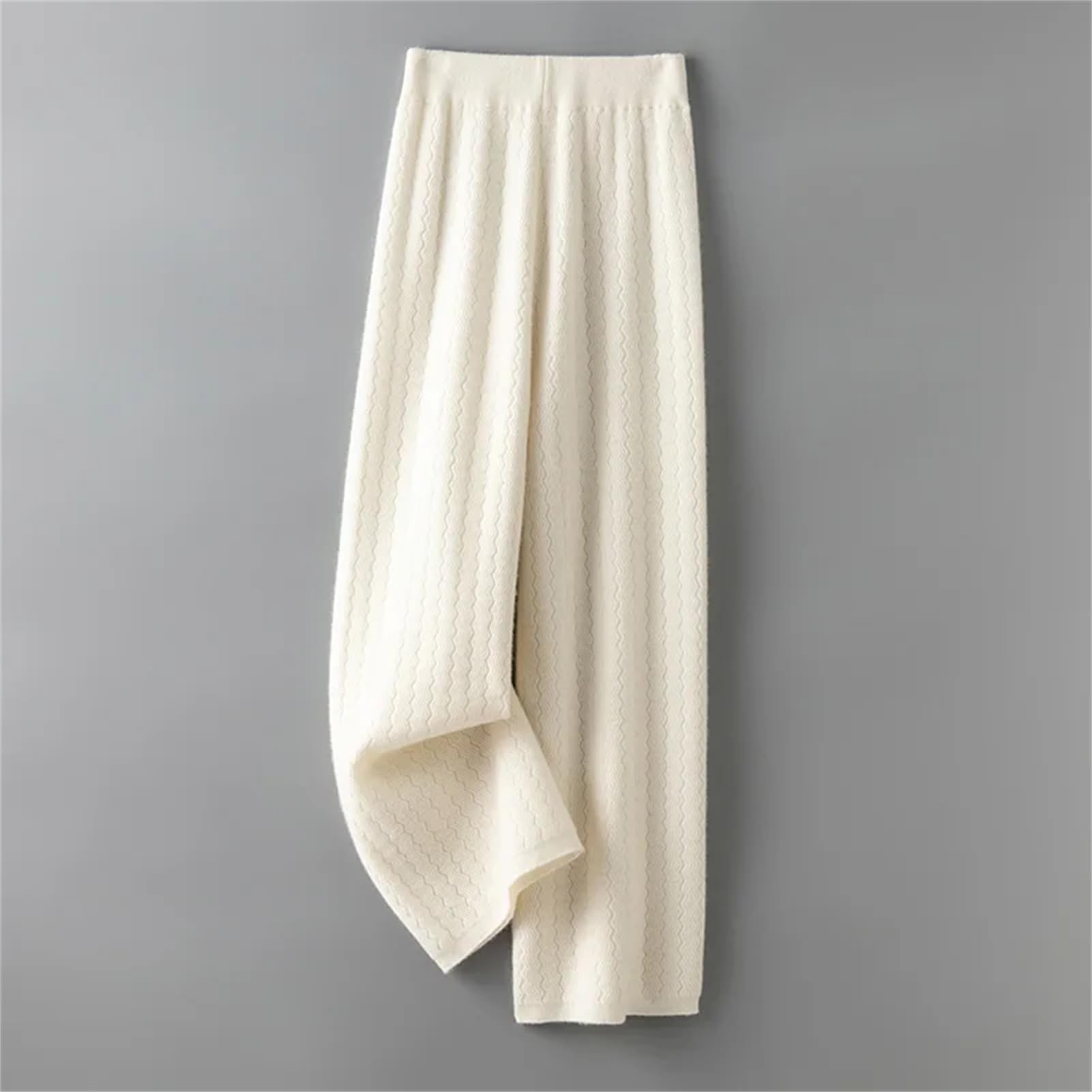 Pantaloni invernali da donna in 100% lana merino, a gamba larga, a vita alta, spessi, a gamba dritta, pantaloni da pavimento