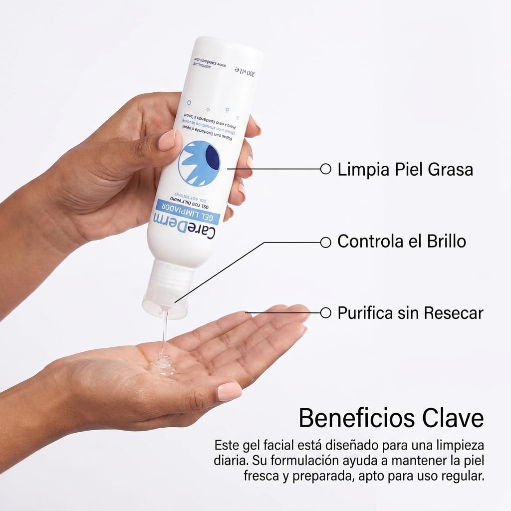 Carederm Gel Limpiador Pack | Gel Limpiador Facial para Piel Grasa, Acneica y con Seborrea | Con Aloe Vera | Caléndula | Echinacea y Manzanilla | Limpieza Profunda | Acción Seborreguladora (X3)
