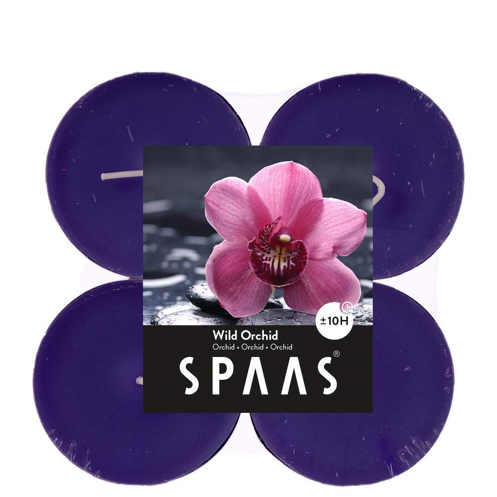 Spaas 12 x 4 Duftende Maxi-Teelichter, ± 10 Stunden, Wilde Orchidee