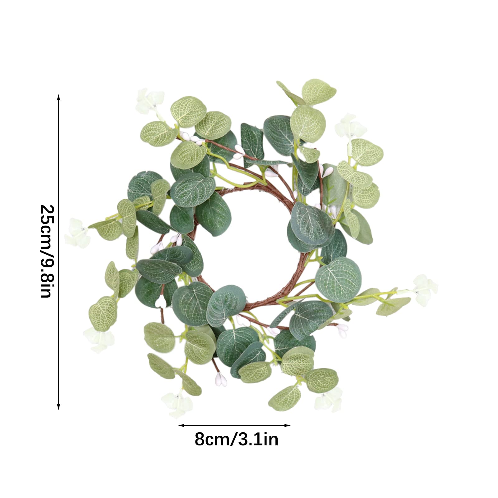 ZHDOKA 4pcs Pillar Candle Rings Wreaths, Artificial Eucalyptus Leaves Mini Wreaths Greenery Boho Candleholders, Rustic Farmhouse Decorative Wreath for Easter Christmas Wedding Home Table Decor(Green)
