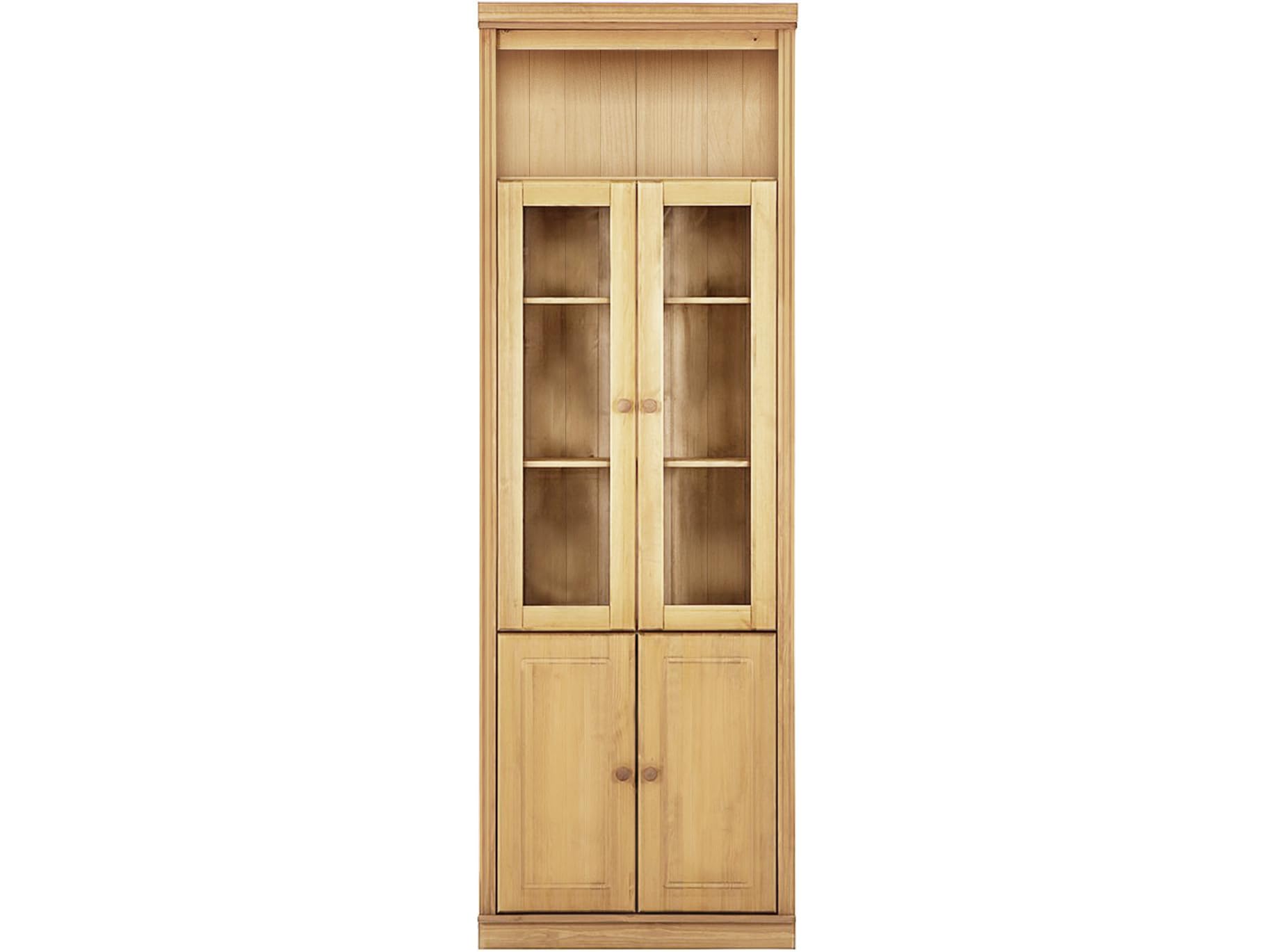 Anita Wall Unit F with 1 Bookcase, 2 Wooden Doors, and 2 Glass Doors in Stained Wax, 37 x 223 x 74 cm (D x H x W)