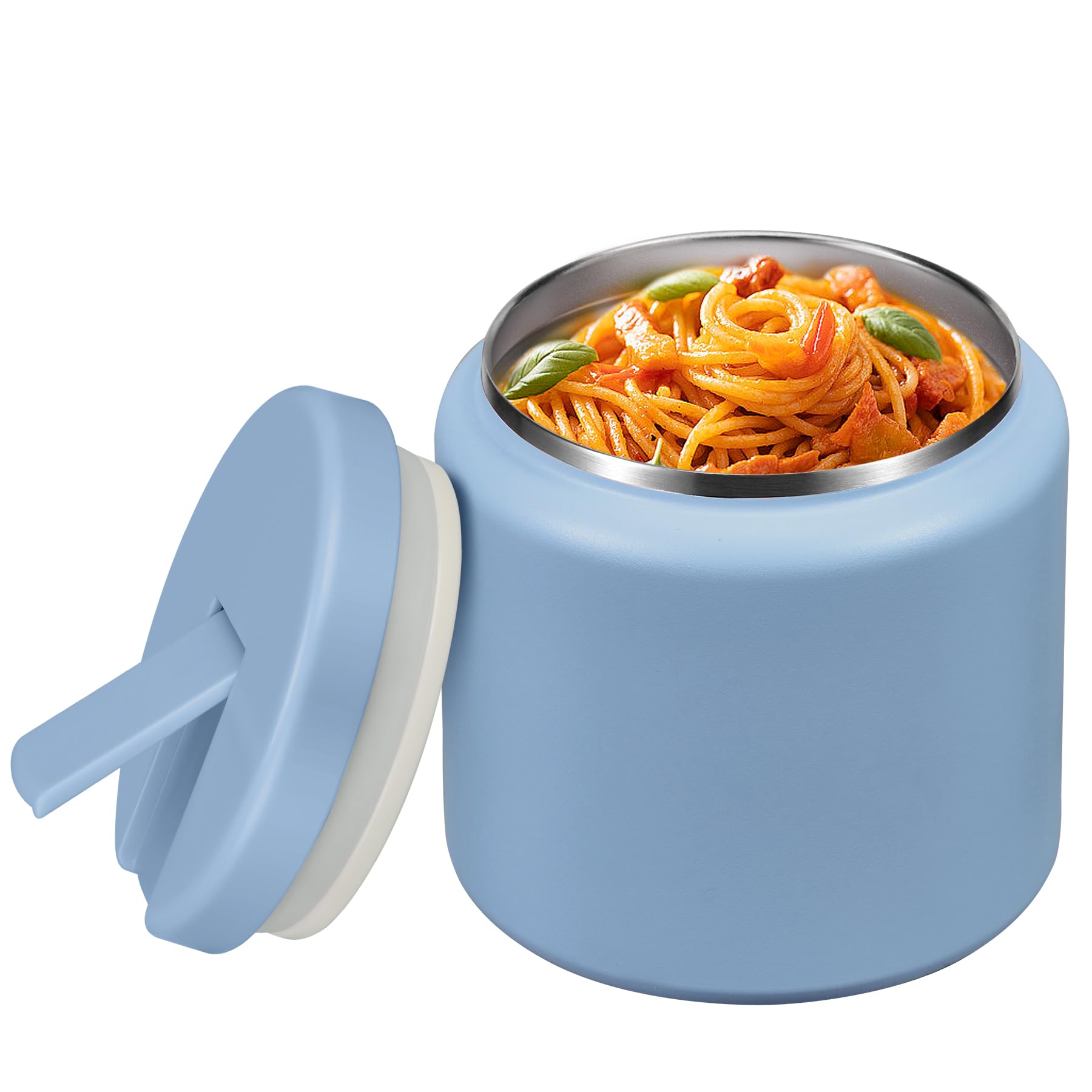 26oz Soup Thermo for Hot Food Kids with Buckle Lid Insulated Vacuum Food Jar Wide Mouth Leakproof Stainless Steel Lunch Container (Blue)