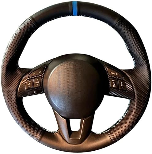 Car Steering Wheel Cover Leather Hand-Stitched, for Mazda 3 Axela 6 Atenza 2 CX-3 CX3 CX-5 CX5 Scion