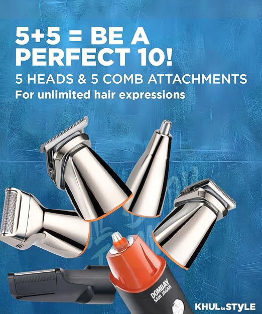Image of Dombay Shaving Company 11-in-1 All-in-One Grooming Kit for Men | Cordless USB Fast-Charge Trimmer IPX6 Waterproof 90-Min Runtime Smart-Lock & Self-Sharpening Stainless Steel Blades