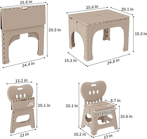 Miniatura 8 de UNICOO Juego de mesa y sillas plegables para niños, mesa y sillas plegables para niños, mesa de actividades plegable, mesa de picnic portátil, ideal