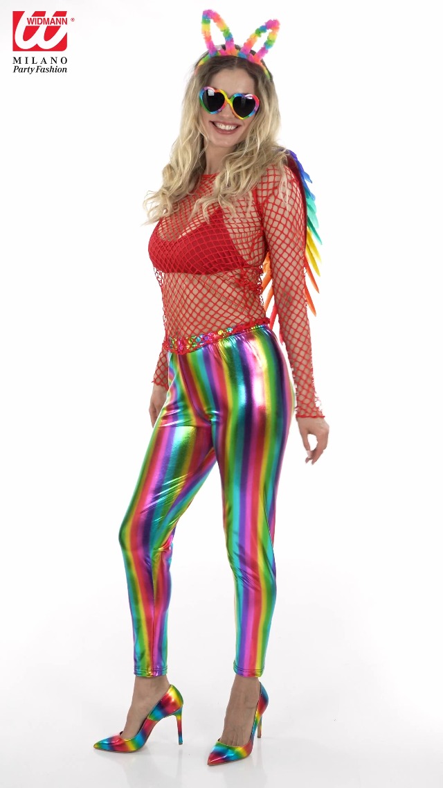 Leggings Metálicos Para Mujer W WIDMANN, Pantalones Brillantes Dorados Para Festivales Y Carnaval, Elásticos Y Cómodos