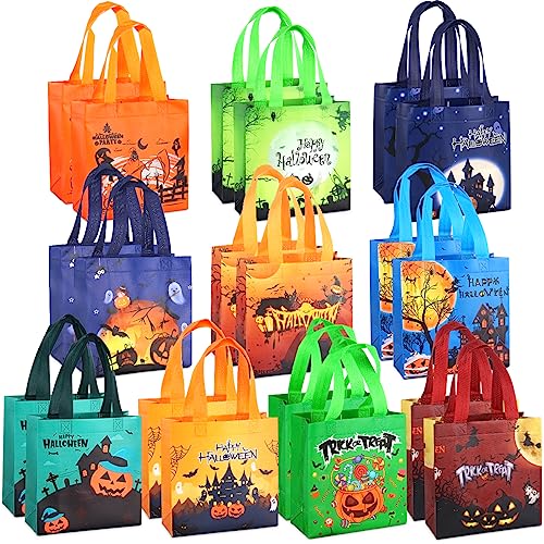 Aviski 20PCS Halloween Trick or Treat Totes, Small Multifunctional Non-Woven Halloween Bags for Gifts Wrapping, Party Supplies
