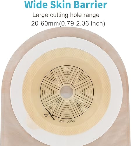 Miniatura 2 de 20 bolsas de colostomía, suministros de ostomía, bolsa de ostomía drenable de una pieza con cierre de gancho y bucle para el cuidado del estoma de