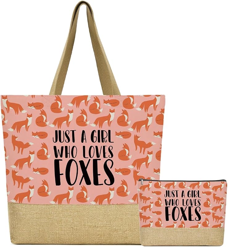 Bolsa tote de lona com nécessaire de maquiagem e estampa de animais, jealance, Pacote com 2