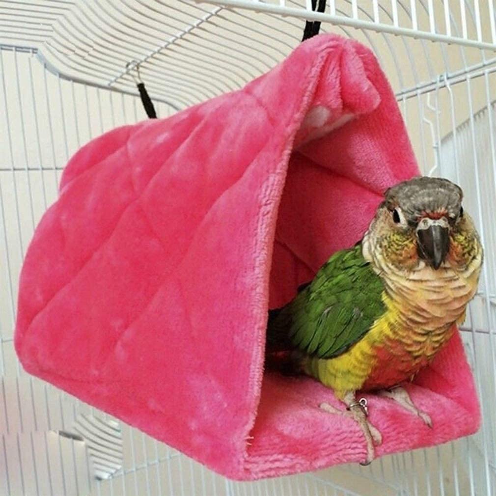 Nido de Loro Nidos de Pájaros Hamaca de Aves Tienda de campaña Cama Colgante Nido Jaula Hamaca Moda Invierno Jaula de pájaros Choza de Felpa para casa de periquitos 914(Color:Yellow)