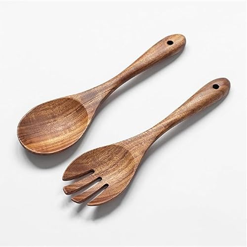 Miniatura 3 de Set Of 9 Kitchen Utensils Essential Cooking Tool Slotted Tuner Serving Spoon Cooking Utensils Set Wood Texture Tool