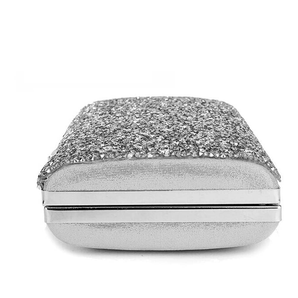 GALPADA Bolso de Noche de Imitación de Rianas Glitter Mutch Rhinestone Bolsas de Fiesta para La Fiesta para La Fiesta de Bodas Silver
