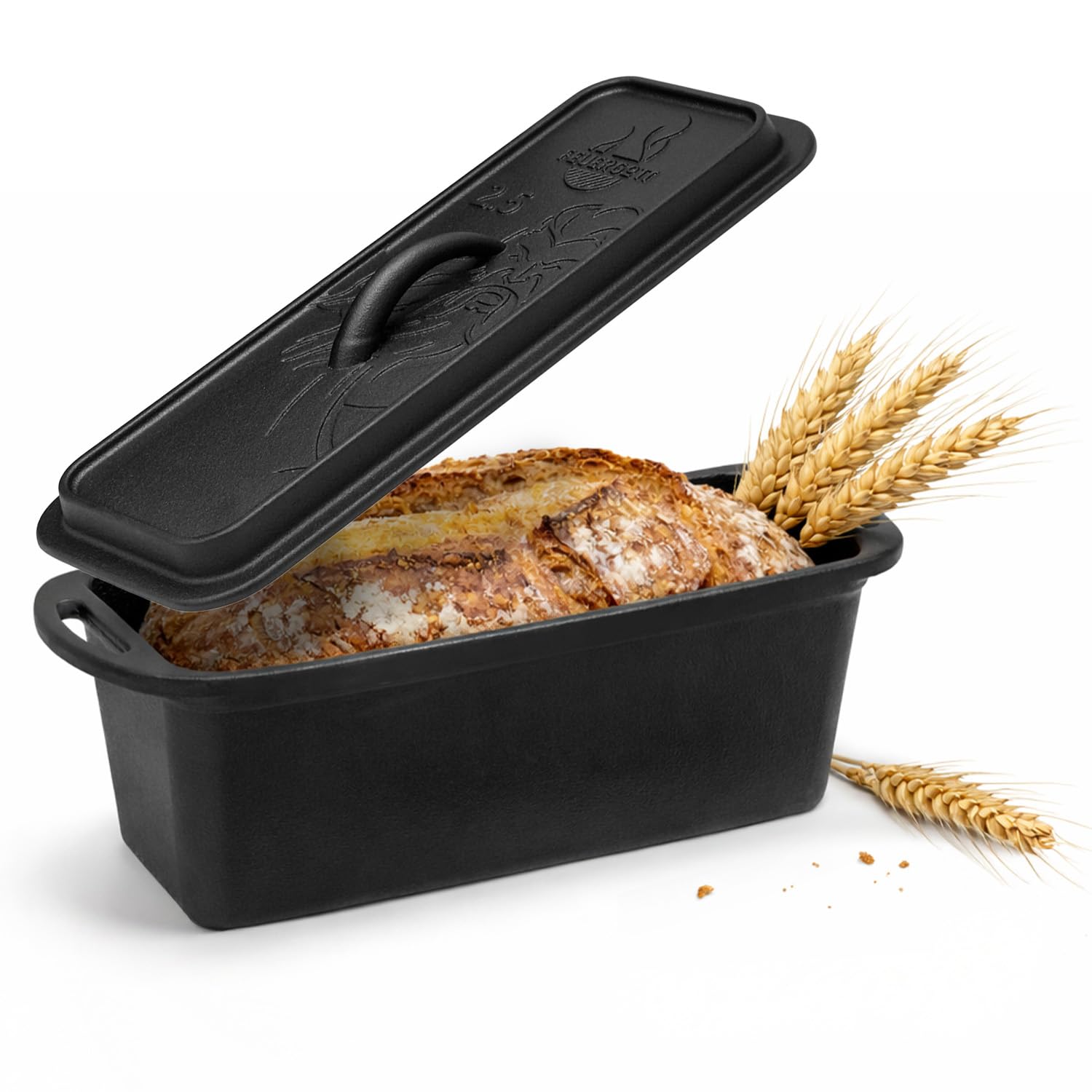 Moule à pain en fonte de 3 l avec couvercle – Casserole rectangulaire idéal pour le pain et les gâteaux – Cake mold pour Dutch Oven