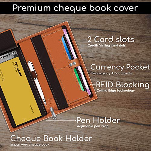 Image of FEDUS Vegan Leather Expanding Handmade Multiple Cheque Book Wallet for Cards, Women /Men - Traveling Wallet, Office & Home Document Holder