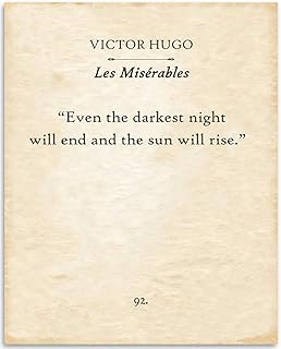 Victor Hugo - Les Miserables - Even The Darkest Night Will End - 11x14 Unframed Typography Book Page Print - Great Inspira...