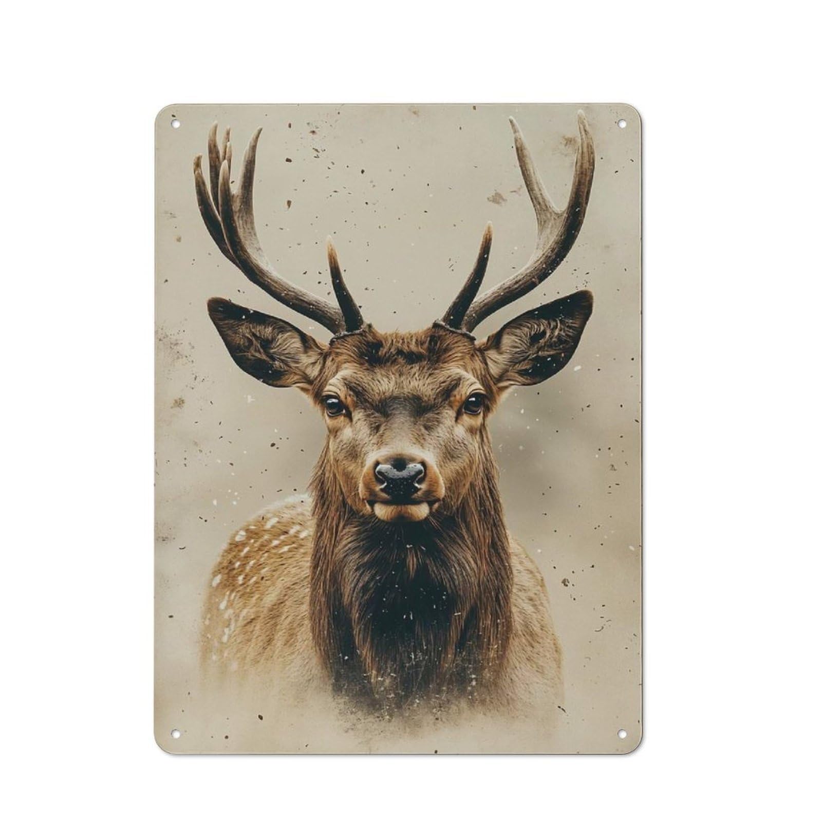 40x30cm Rustic Metal Plaque with Majestic Elk Portrait for Café Or Restaurant, for Themed Interiors in Cafés And Restaurants