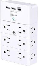 Addtam Multi Plug Wall Outlet, Surge Protector Wall Mount with 12 Outlet Extender 4 Sides and 3 USB Ports (1 USB-C), Outlet Splitter Power Strip for Home Office Dorm Room Essentials, White