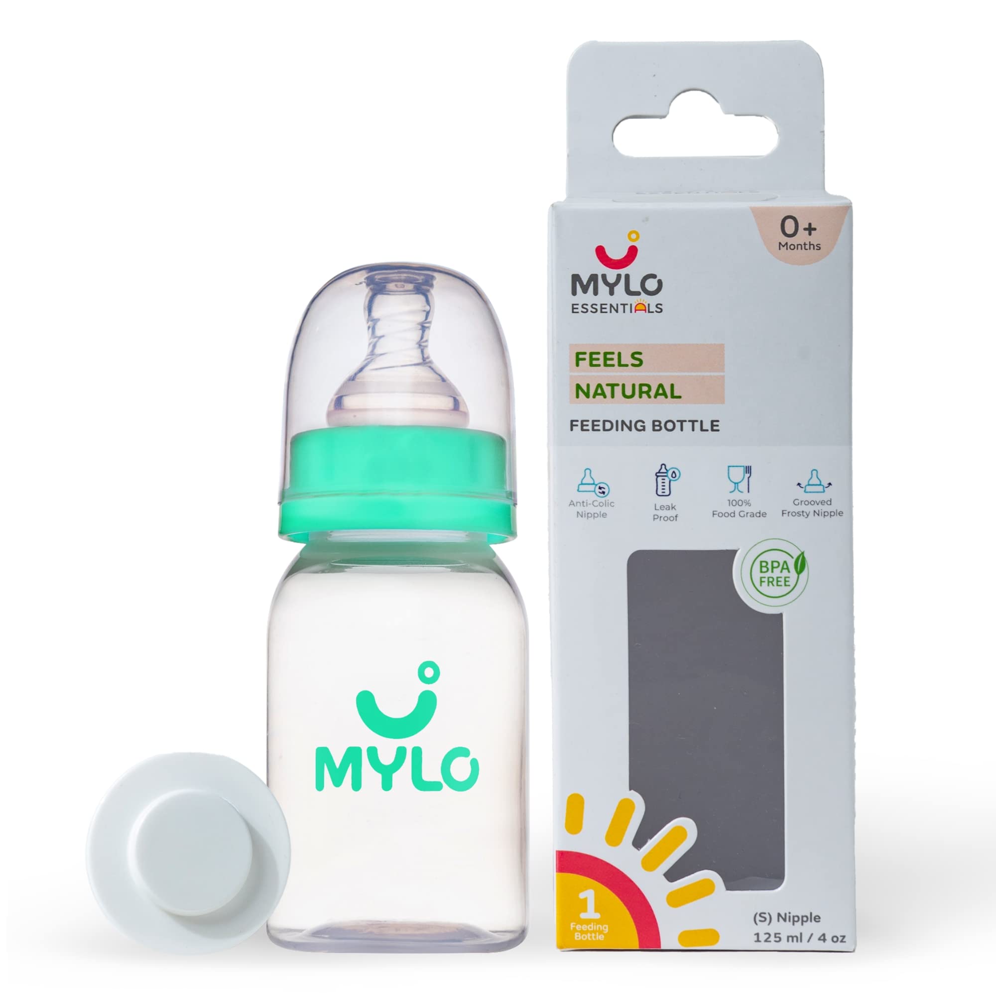 Mylo Baby Feeding Bottle (125 ml) for New Born Baby | Anti Colic & BPA Free Feeding Bottles | Feels Natural Baby Bottle | Easy Flow Neck Design- Sea Green (B09WVRHWKD) Amazon Price History, Amazon Price Tracker