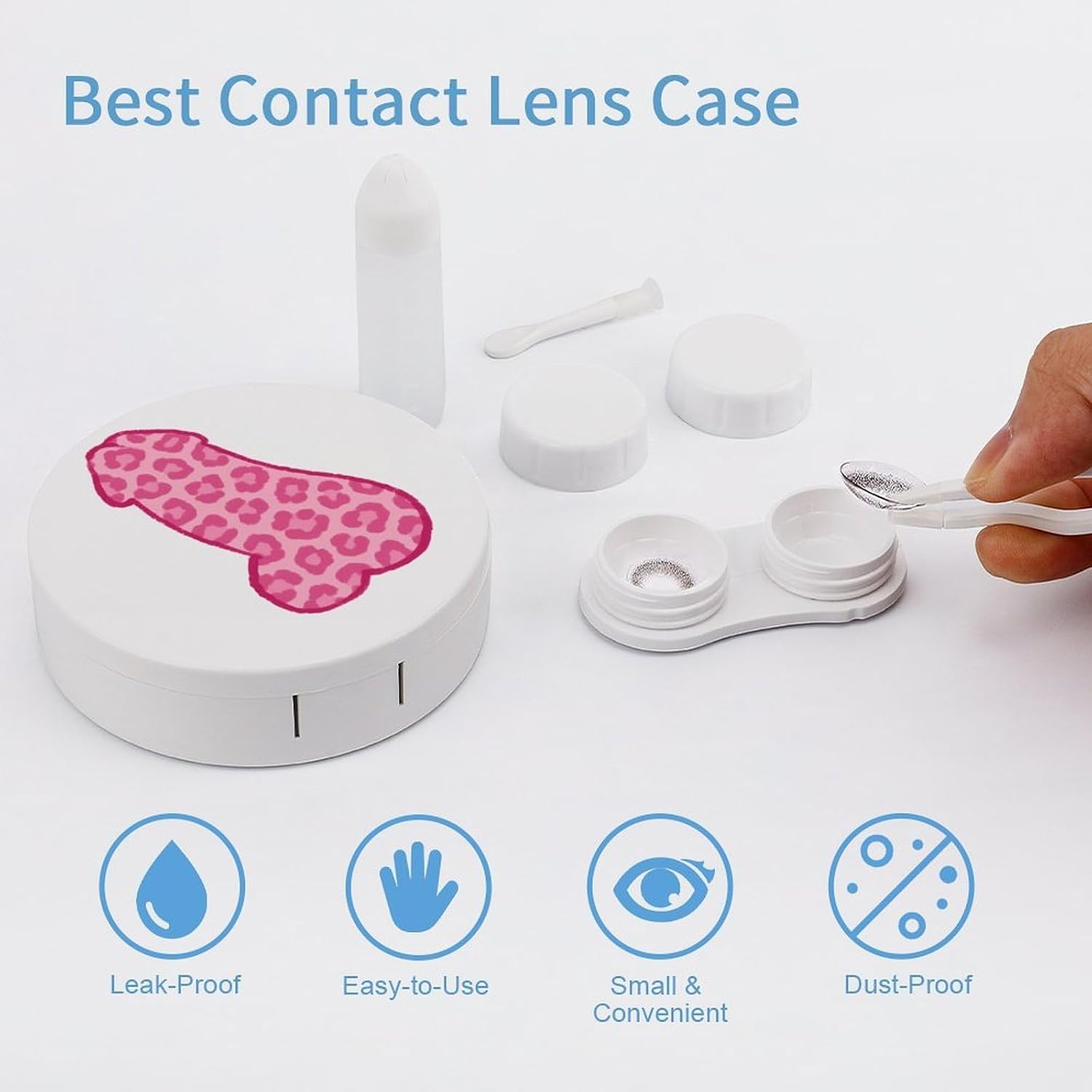 Leopard Penis Portable Contact Lens Case Storage Box Holder Accessory for Travel