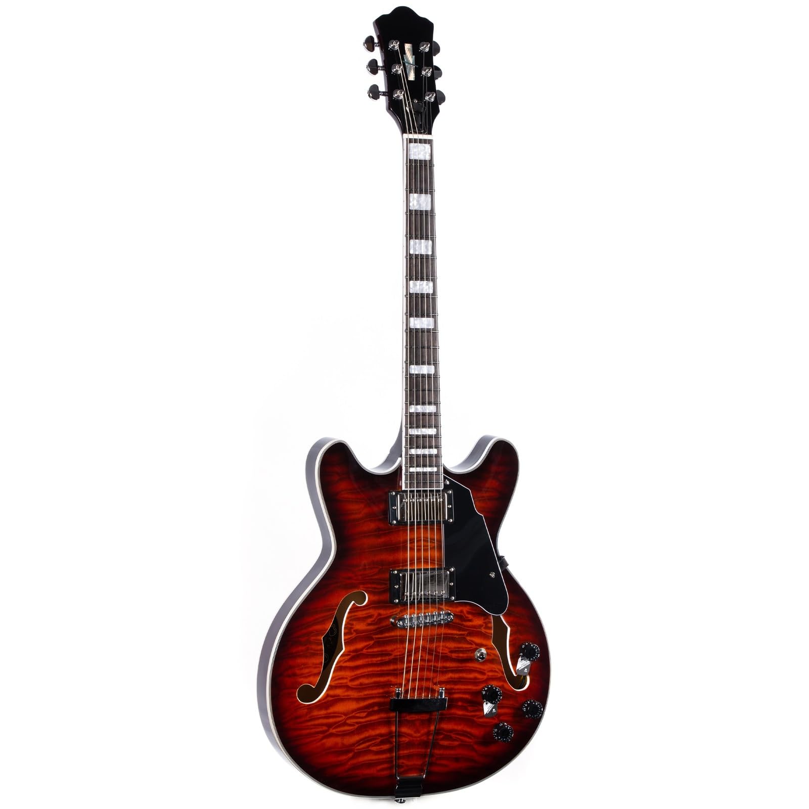 Gitara Elektryczna Instrumenty Muzyczne Praworęczna 6 Strunowa Gitara Elektryczna Semi Hollow Body Thinline Arched Top Profesjonalne Wykonanie(Type 6)