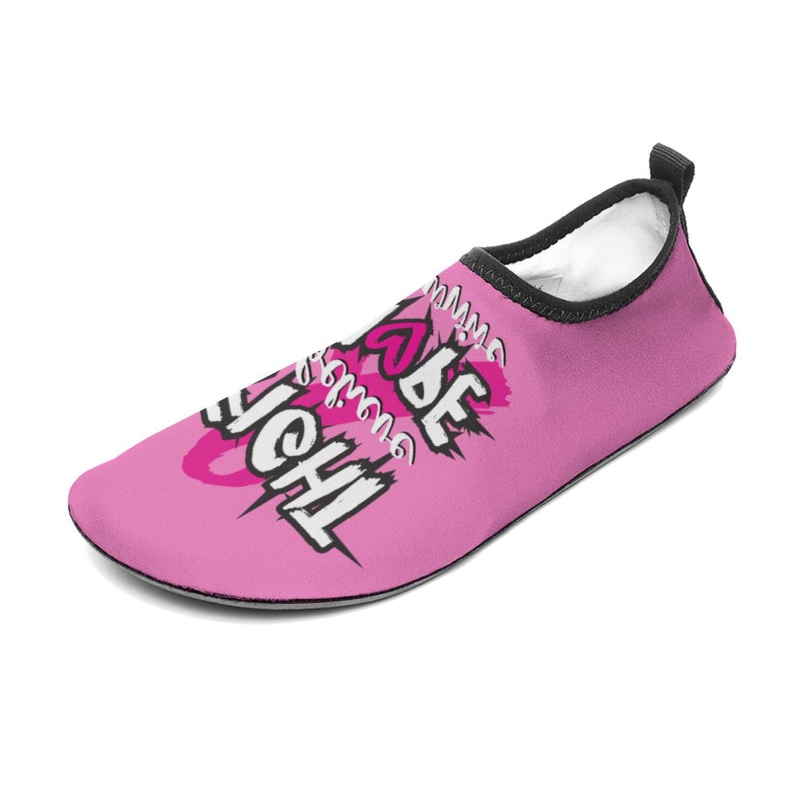 CSEMEIE Breast Cancer Awareness Water Shoes Beach Shoes Aqua Socks for Women Men Swimming Yoga