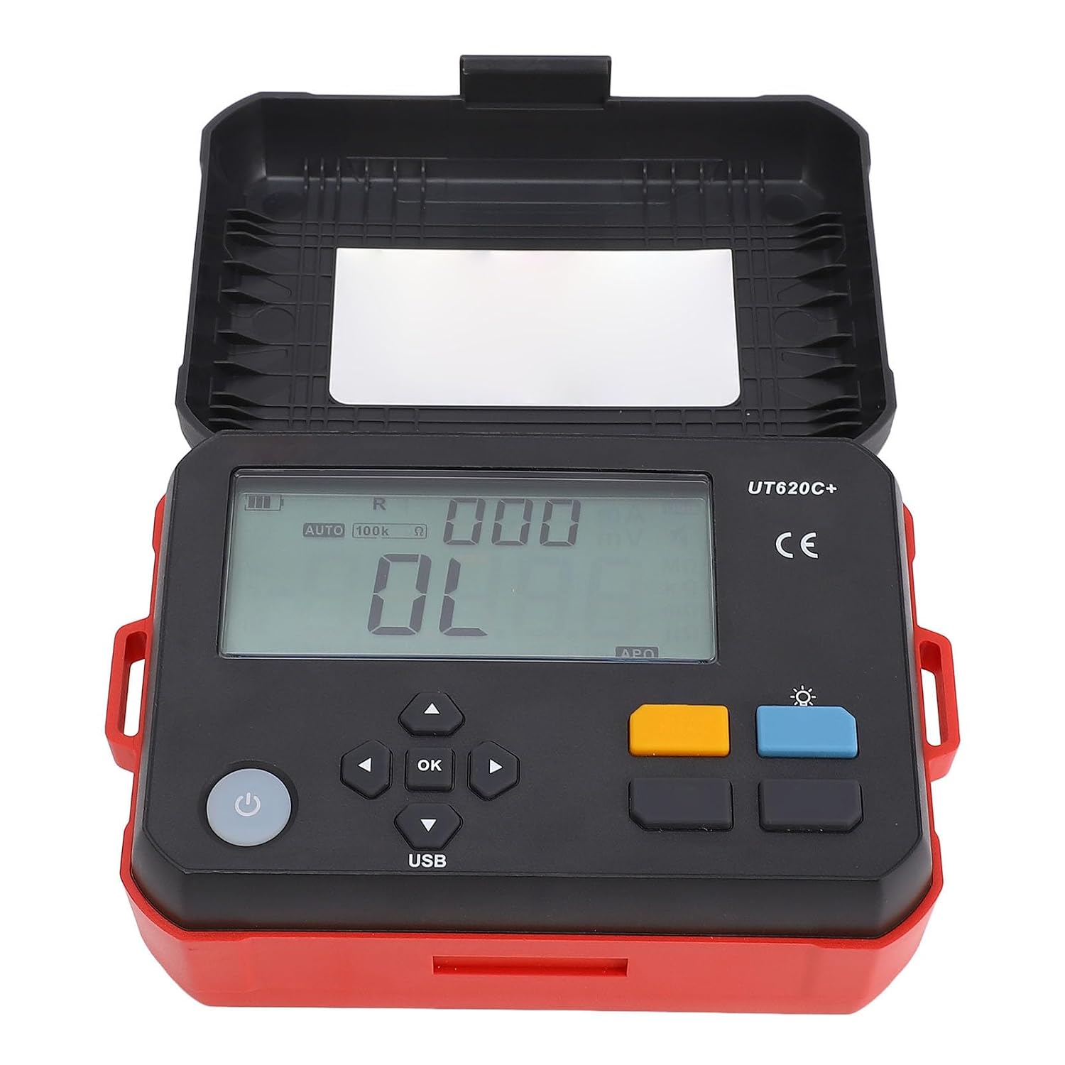 Garosa Digital DC Low Resistance Meter Micro Ohm Milliohm Microhmmeter 0.001m-300 499 Data Storage USB Type C Communication with LED Backlit Display for Wire Motor Testing (US Plug 100-240V)