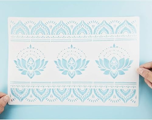 Miniatura 3 de Plantillas de mandala con borde de flores, 8 piezas para pintar sobre papel de lienzo de madera, plantillas de manualidades de bricolaje - 8.3 x