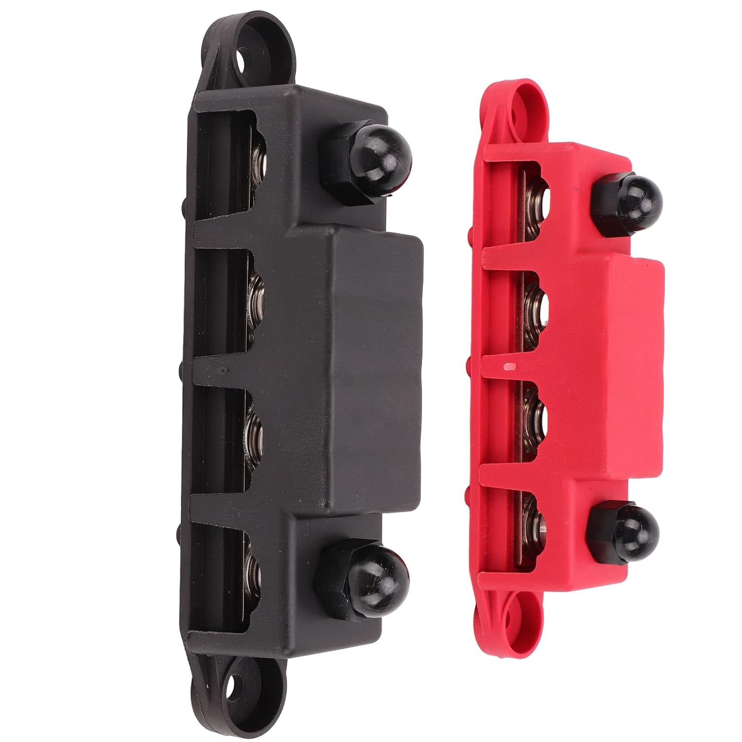 Dioche Stud Battery Junction 2pcs Red 4 Stud Power Distribution Block Marine Bus Bar with Cover for Car RV Yacht – Battery Junction Box for Optimal Wiring Organization (3/8in)