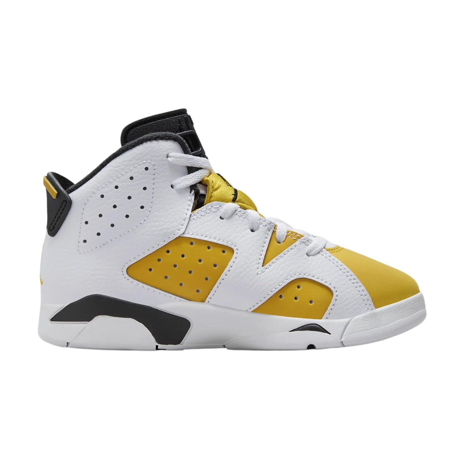 Jordan 6 Retro Little Kid's Shoes Size- 11.5, White/Yellow Ochre-black
