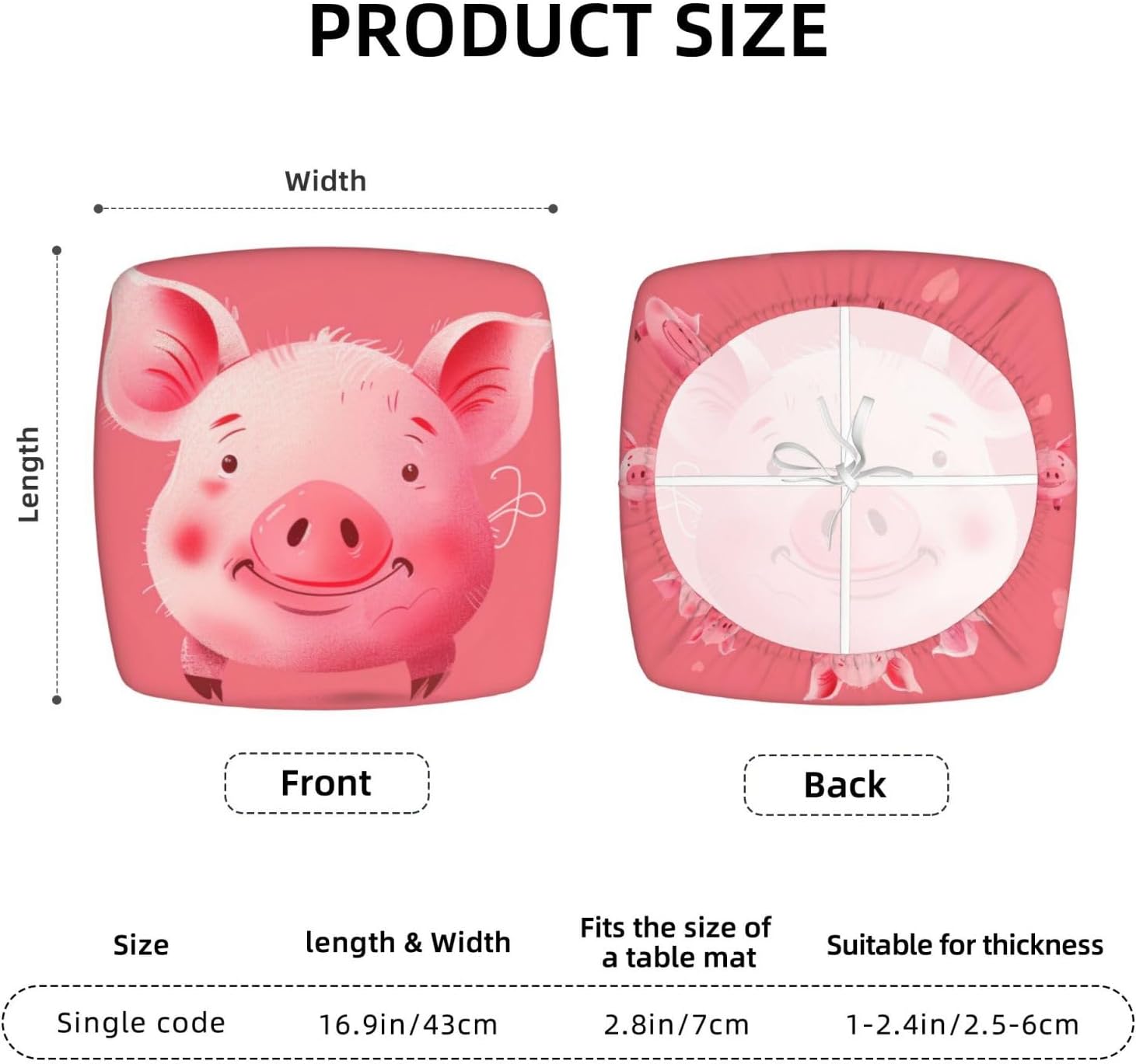 Funny Animals Face Print Square Cushion Covers 6 Pcs Set Elastic Non-Slip Seat Cushion Slipcovers Pet Furniture Protectors for Chair, Sofa
