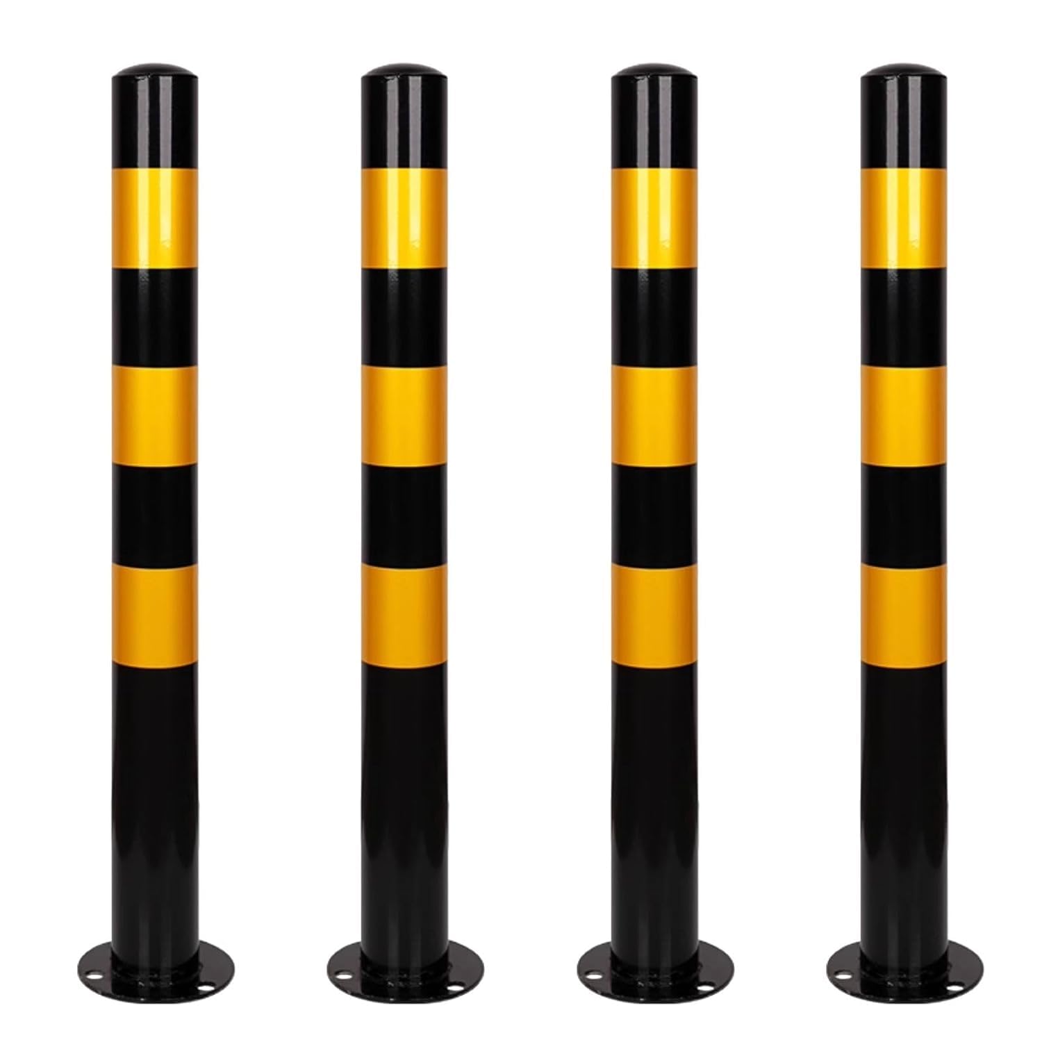 SGKOMN Yellow Metal Safety Bollard Post - Durable Traffic Control Delineator, In-Ground Installation Driveway Barrier & Parking Pole for Enhanced Safety, Yellow-4