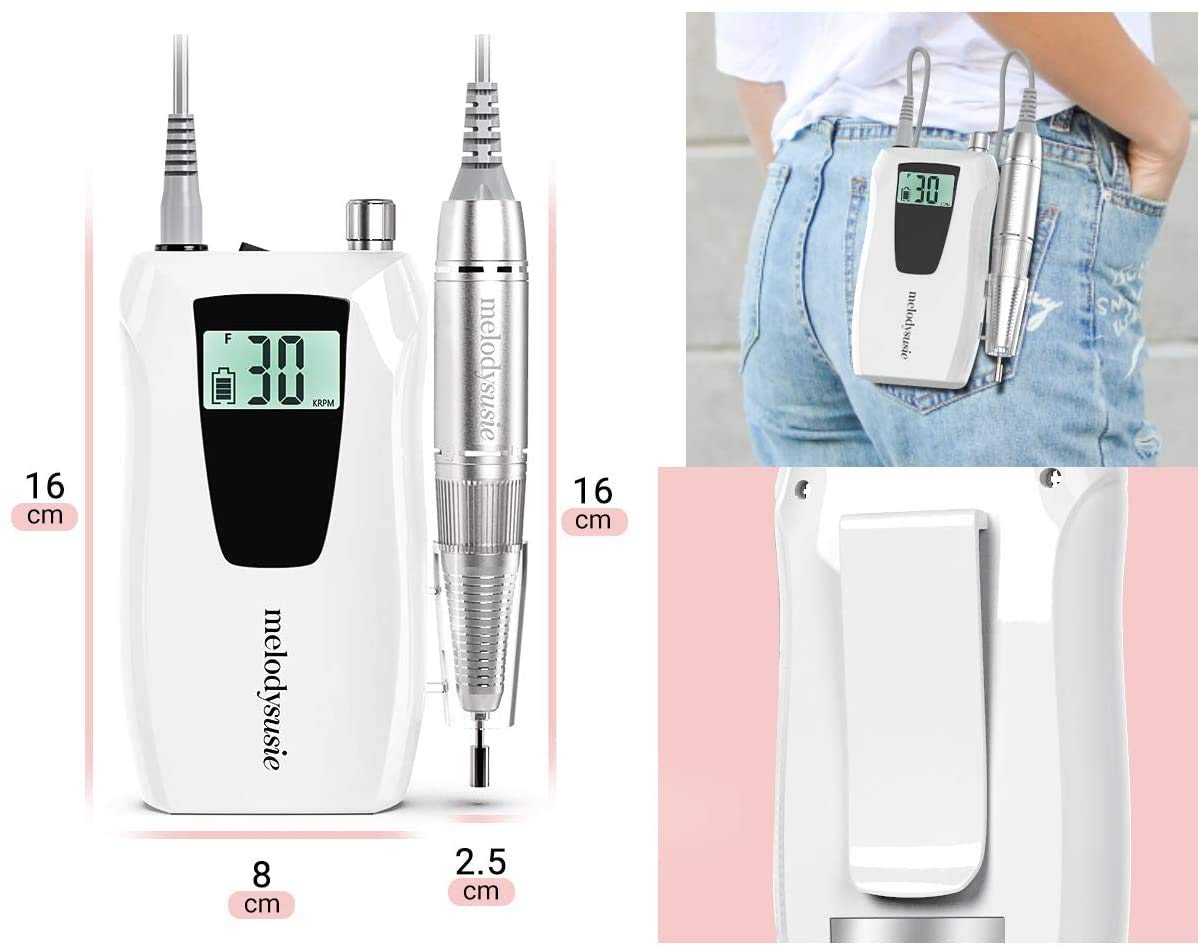 MelodySusie SC320D Professioneller Nagelfräser, 30.000 U/min, Wiederaufladbare Elektrische Nagelfeile mit LCD-Anzeige, Drehzahlregelbar, für Acryl- & Gelnägel, für Salon